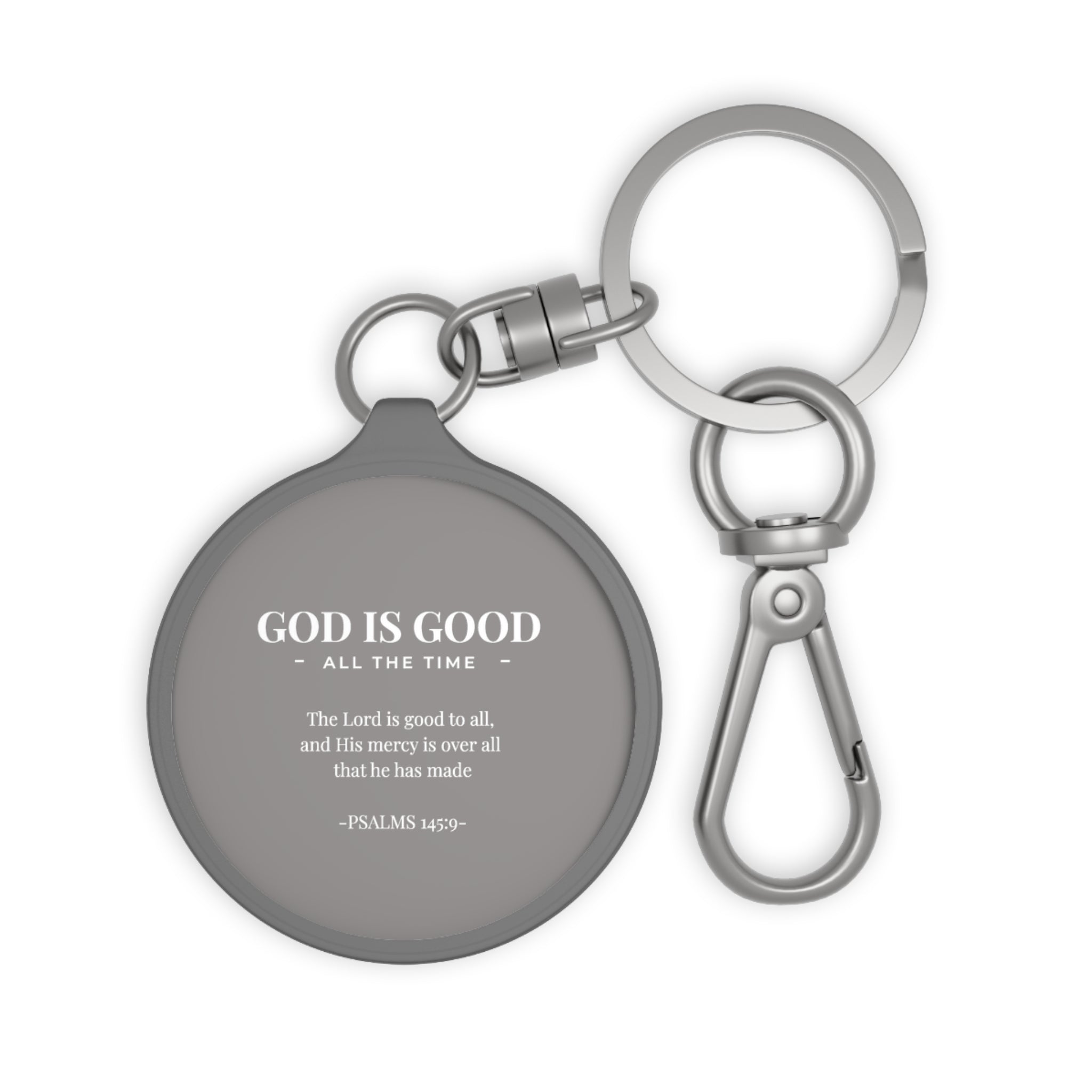 God Is Good Keyring Tag — Inspirational Scripture Keychain (Psalms 145:9)