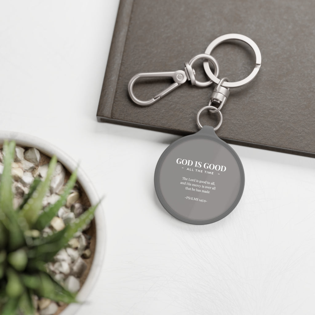 God Is Good Keyring Tag — Inspirational Scripture Keychain (Psalms 145:9)