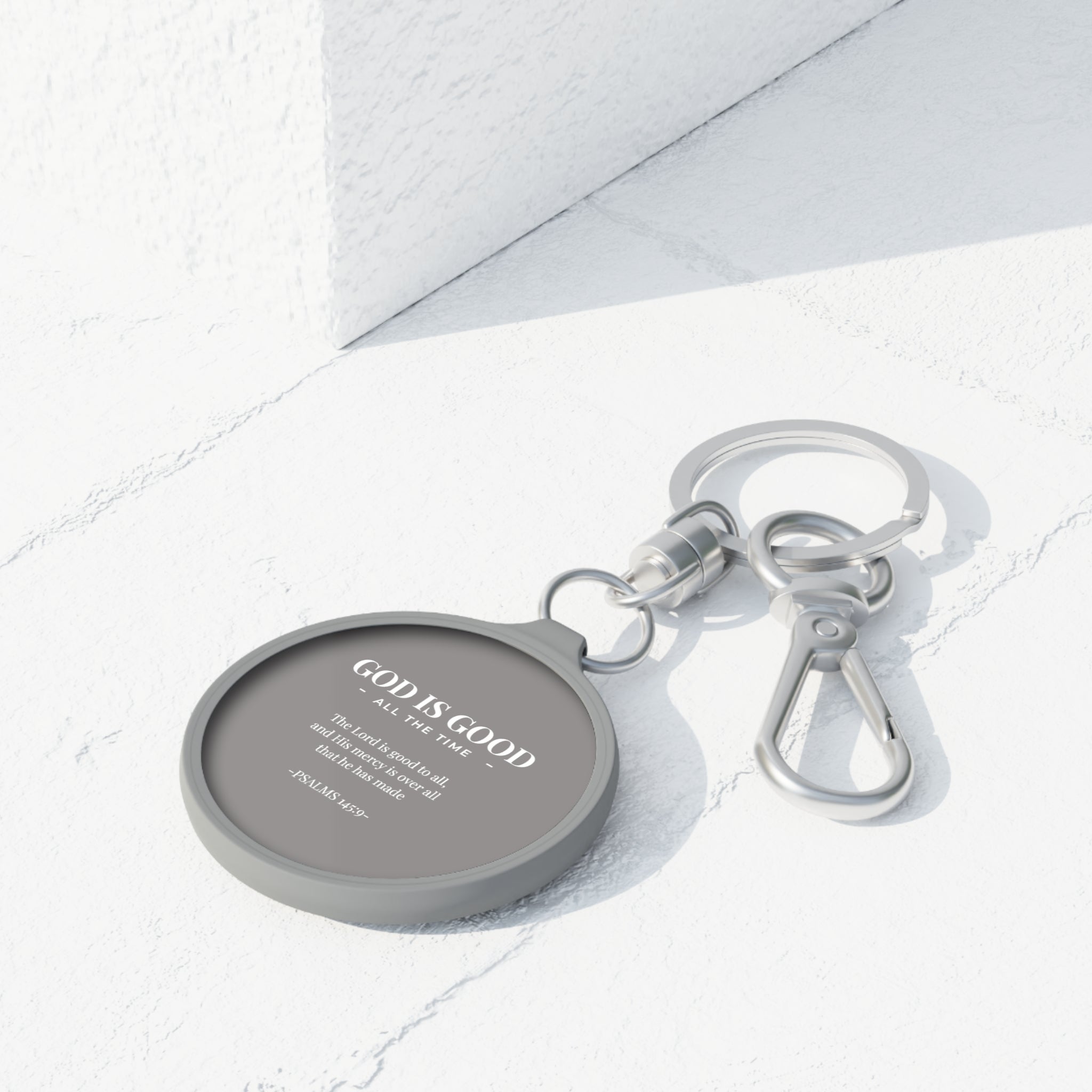 God Is Good Keyring Tag — Inspirational Scripture Keychain (Psalms 145:9)